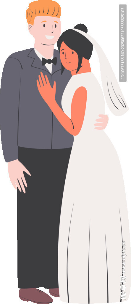 新婚夫妇甜蜜相拥