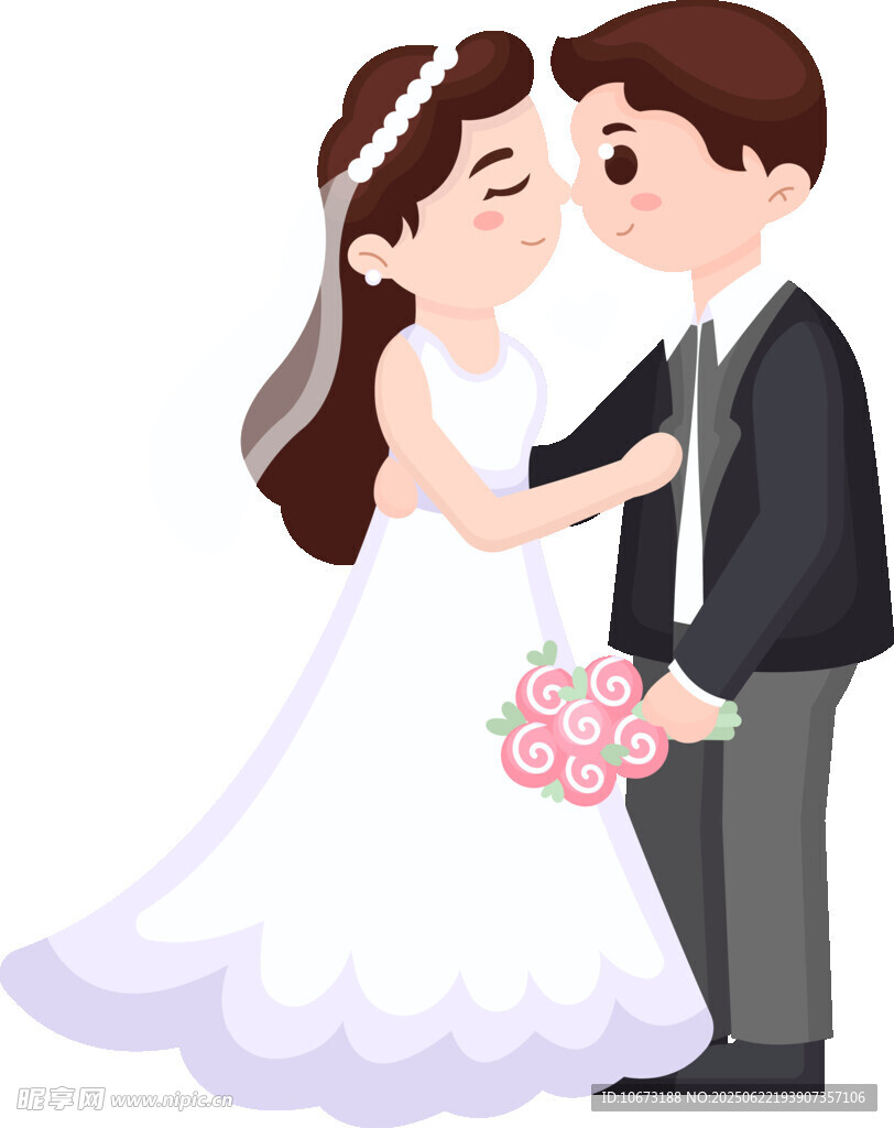 甜蜜新婚夫妇浪漫相拥