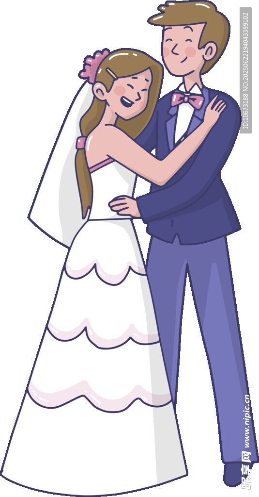 新婚夫妇甜蜜相拥