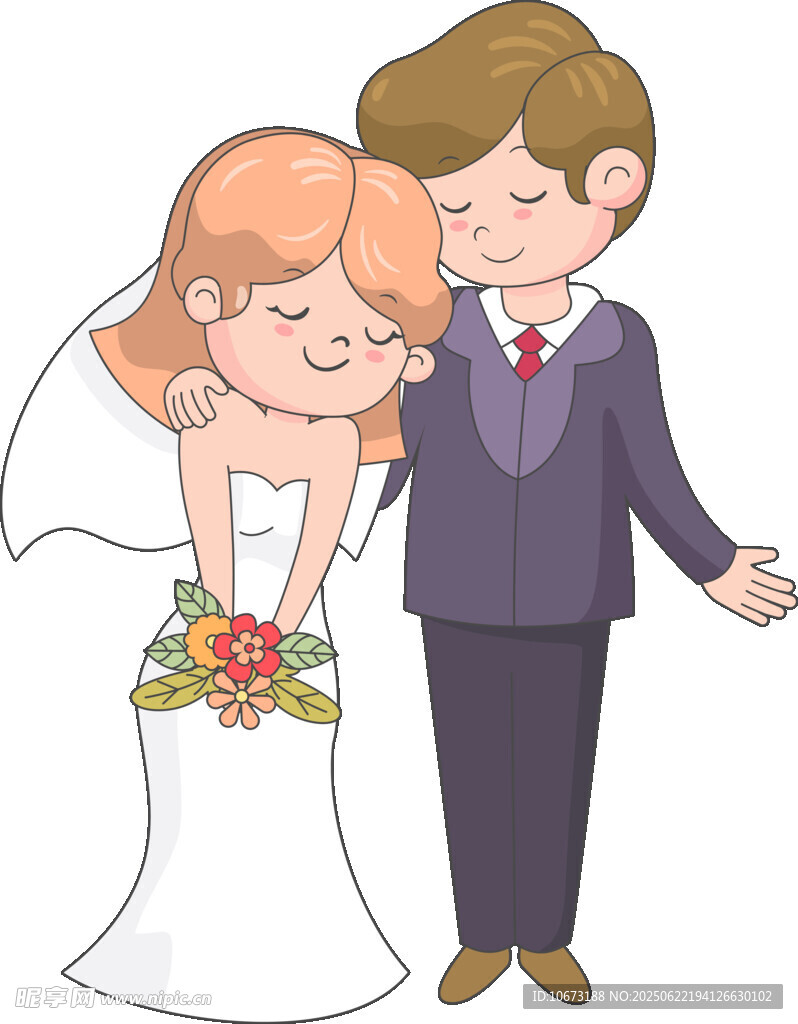 甜蜜新婚夫妇幸福依偎