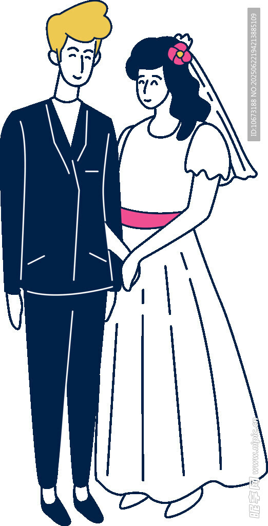 新婚夫妇甜蜜牵手