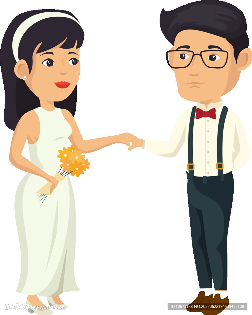新婚夫妇甜蜜牵手瞬间