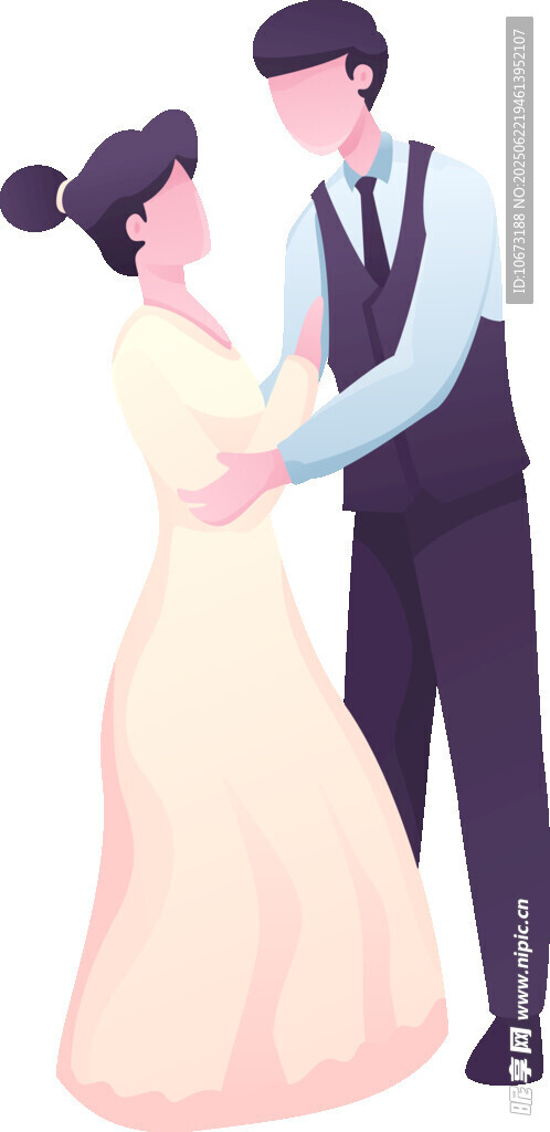 浪漫新婚夫妇甜蜜相拥