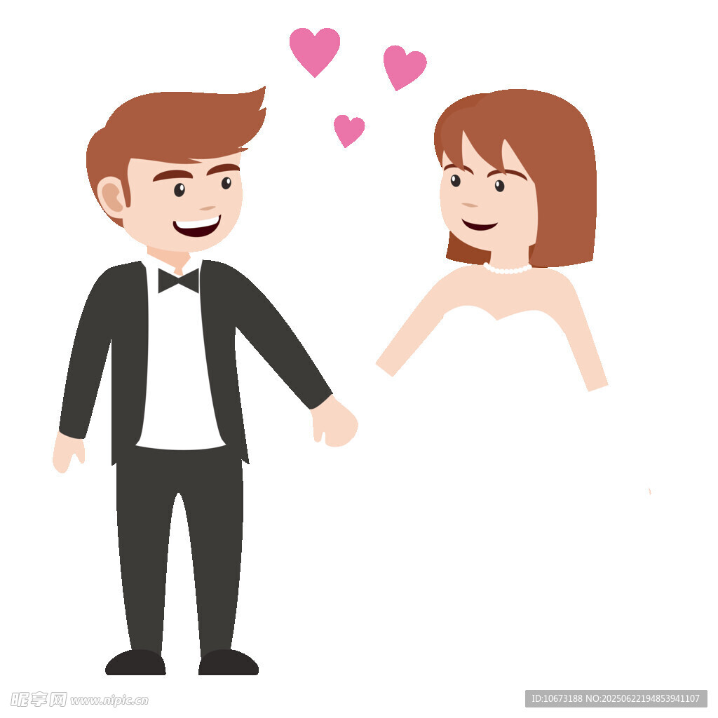 新婚夫妇甜蜜牵手