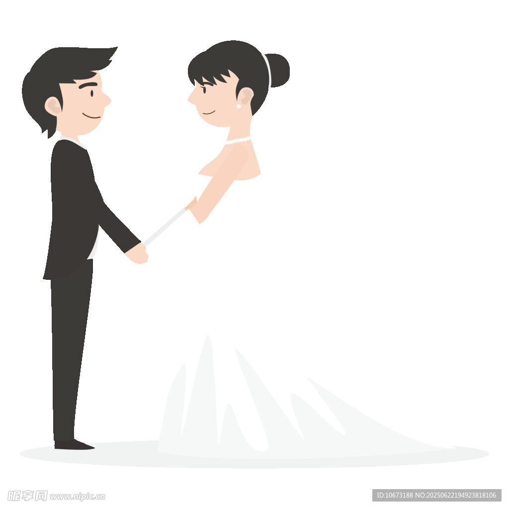 新婚夫妻牵手甜蜜瞬间
