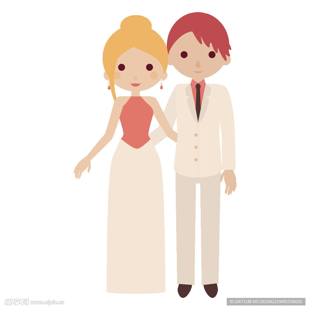 卡通风格的新婚夫妇形象