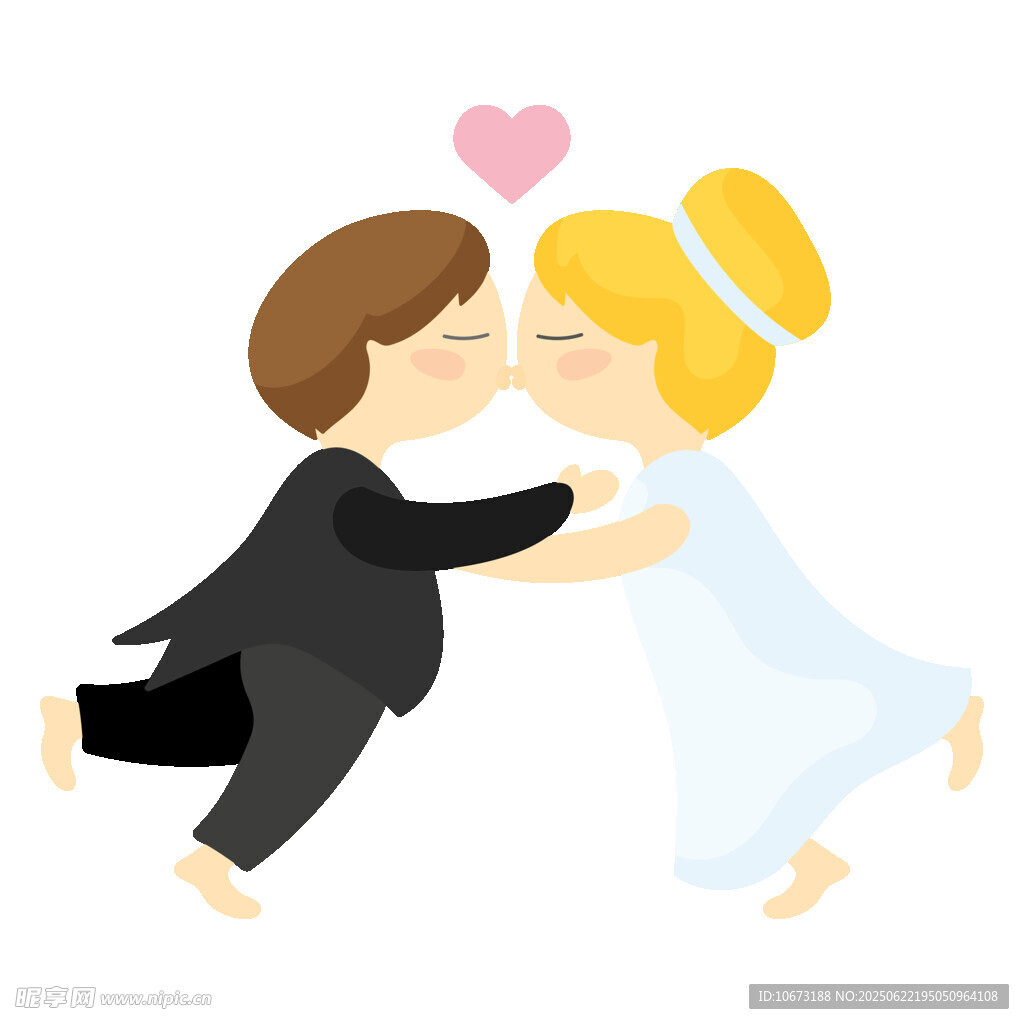 新婚夫妇甜蜜亲吻瞬间