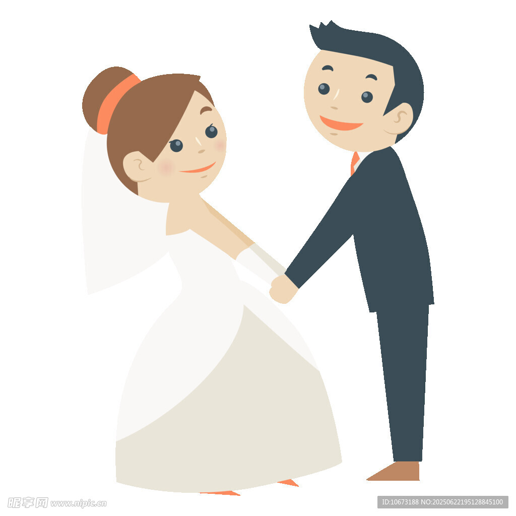 新婚夫妇甜蜜牵手