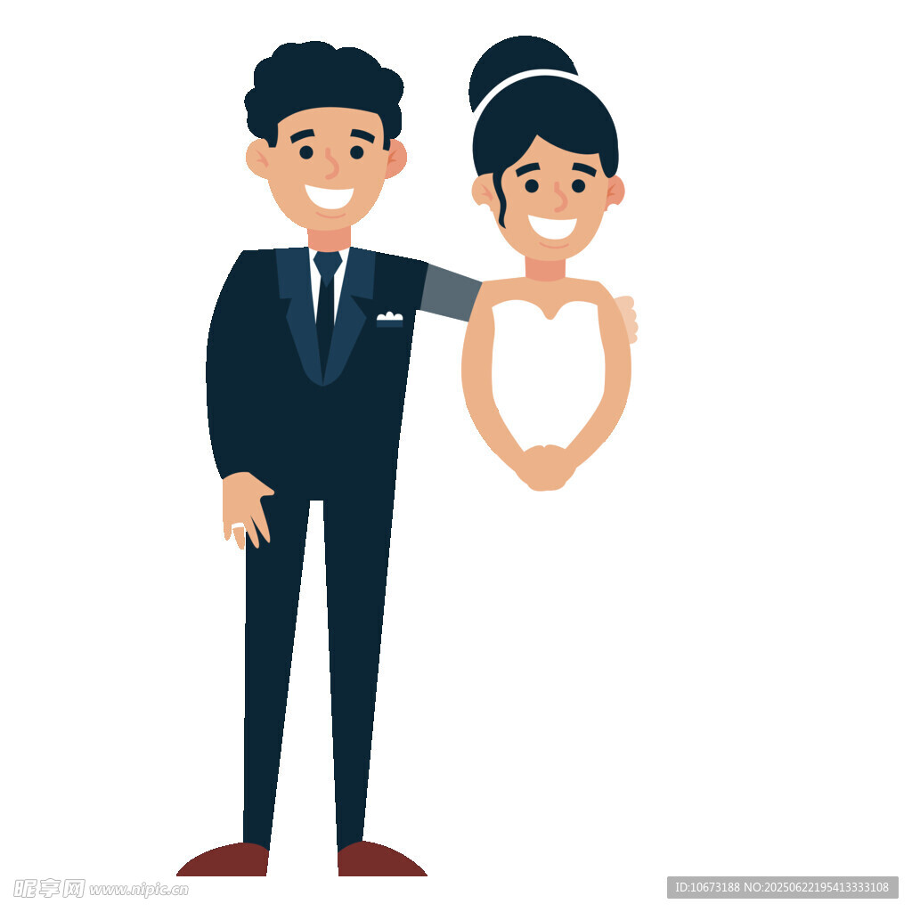 新婚夫妻甜蜜相拥