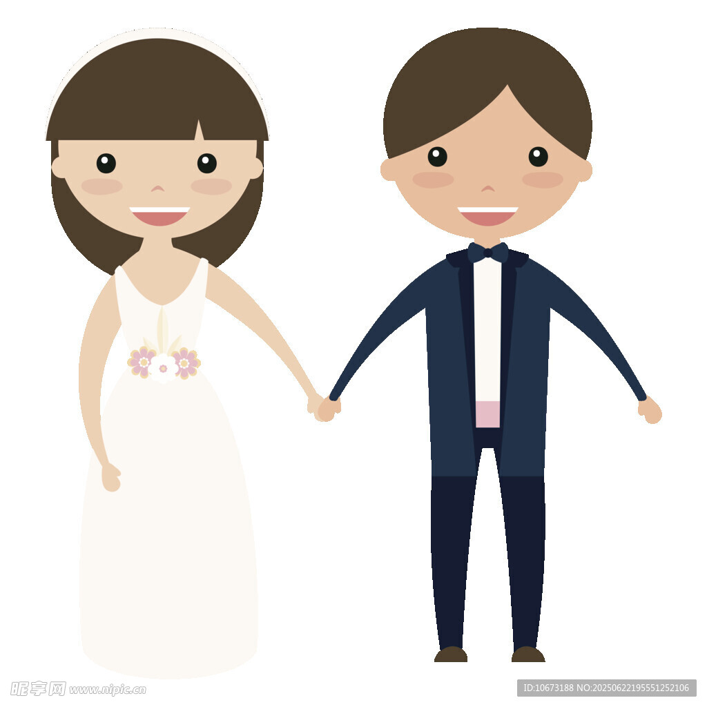 可爱卡通新婚夫妇形象