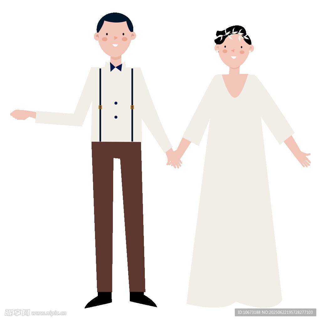 新婚夫妇甜蜜牵手