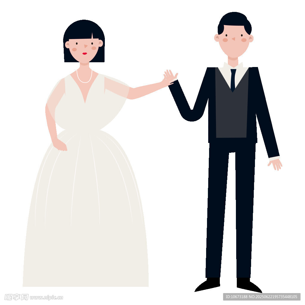 牵手的新婚夫妇