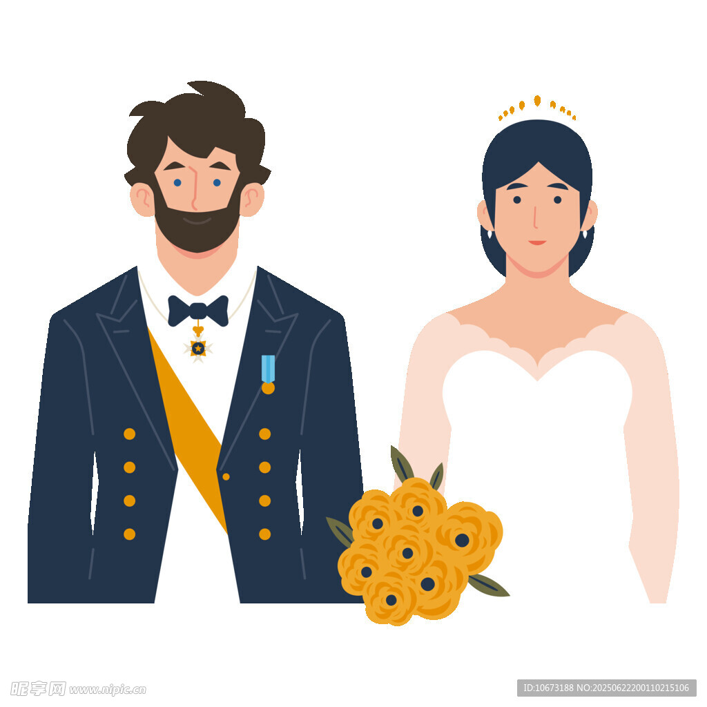 新郎新娘婚礼形象插画