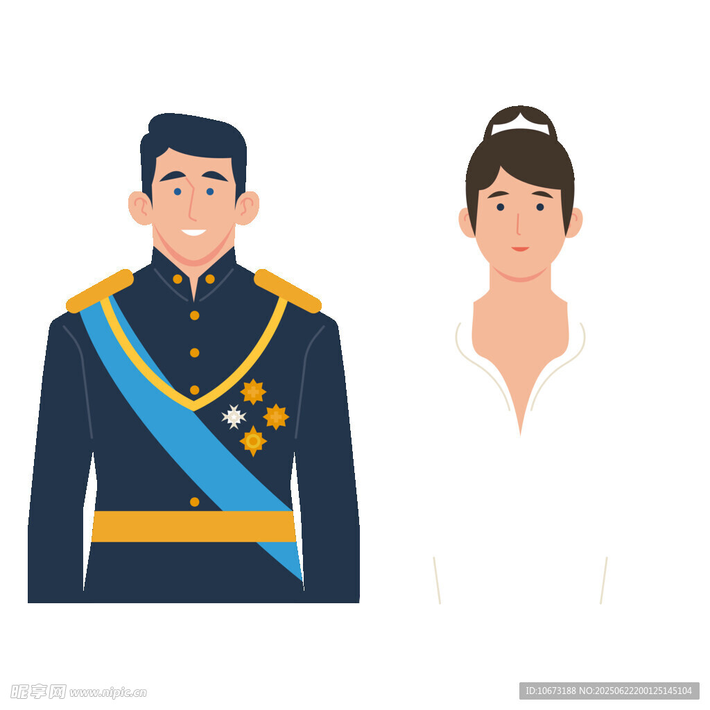 国王与王后形象插画