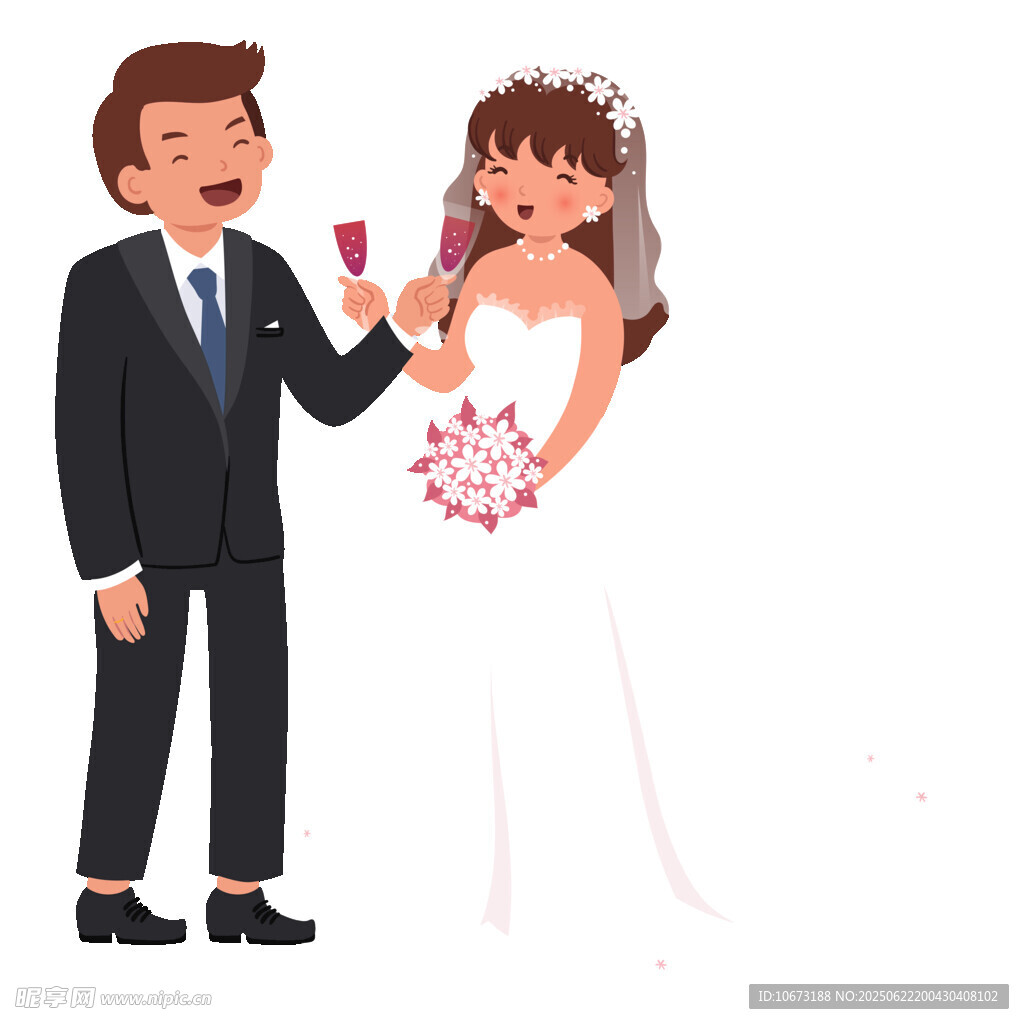 新婚夫妻甜蜜举杯庆祝