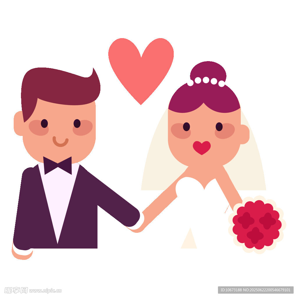 新婚夫妇甜蜜牵手