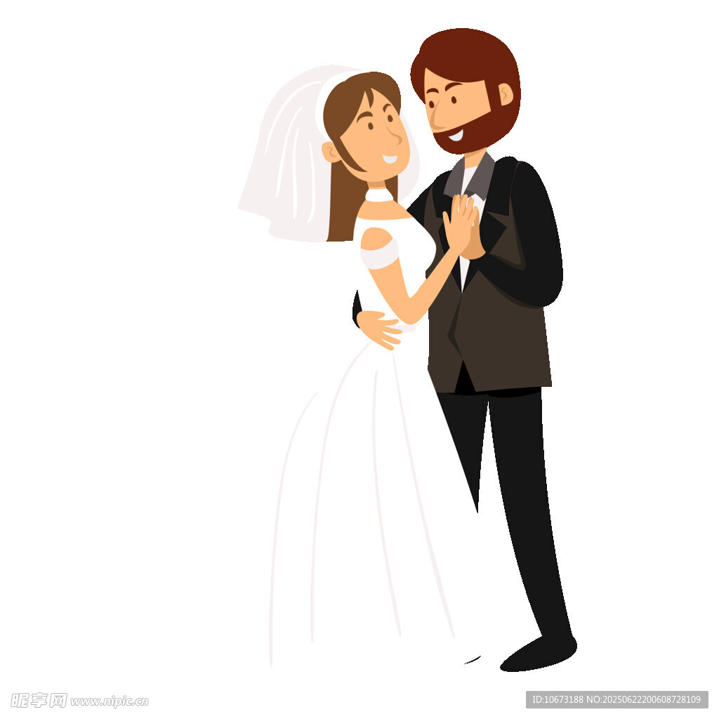 新婚夫妇甜蜜相拥