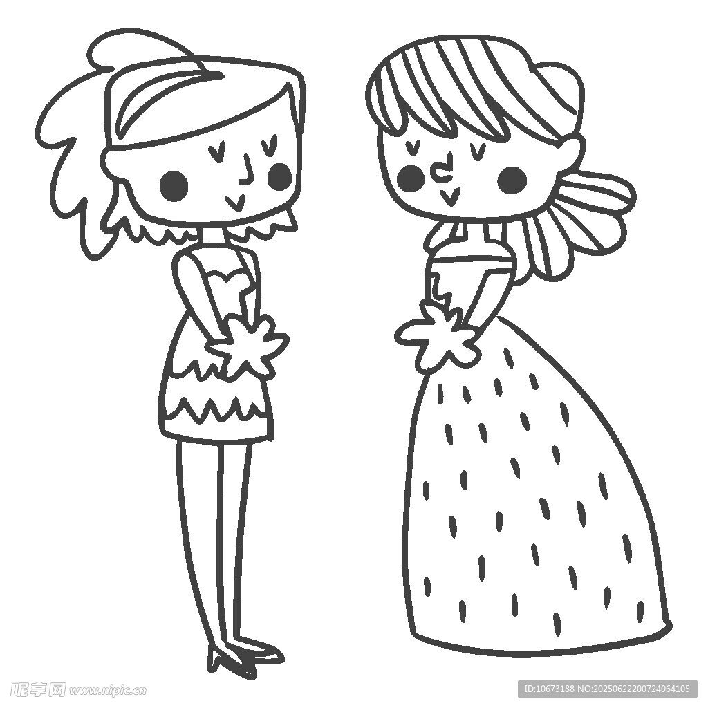 两个可爱女孩的卡通形象