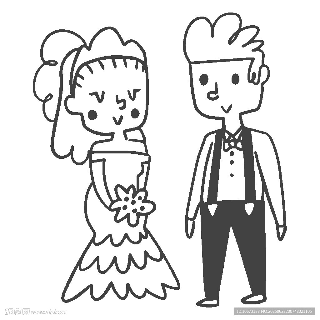 卡通风格新婚夫妇形象