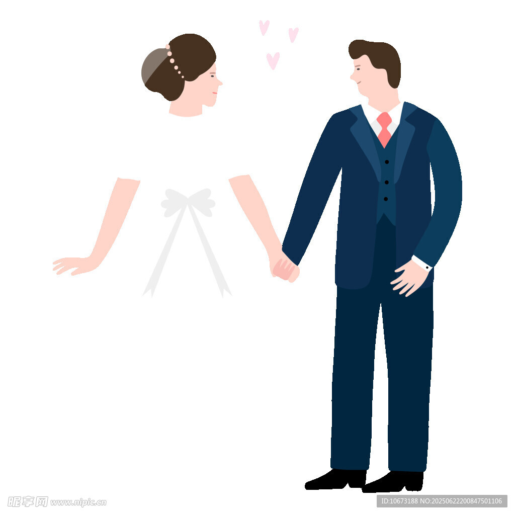 新婚夫妇甜蜜牵手