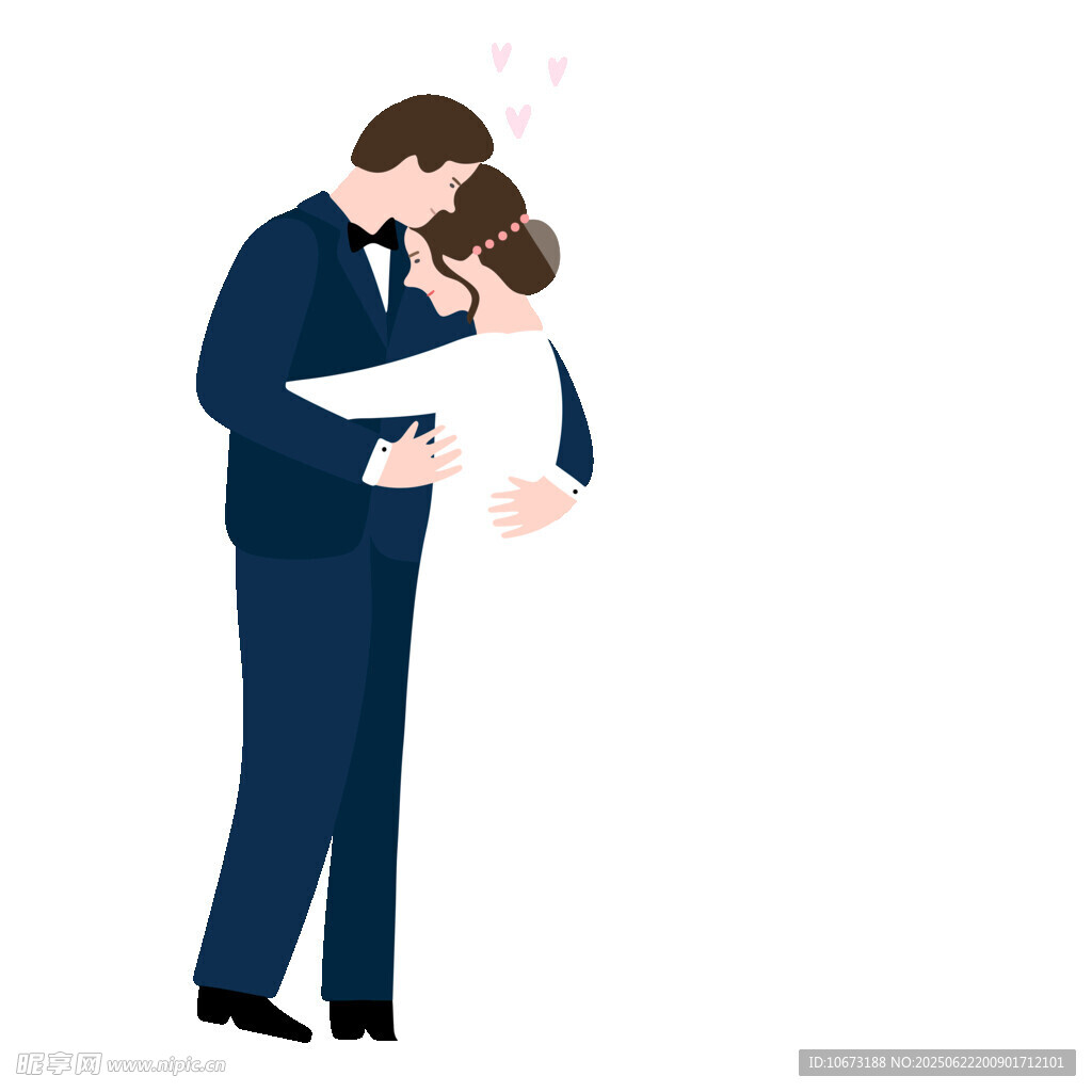 新婚夫妻甜蜜相拥