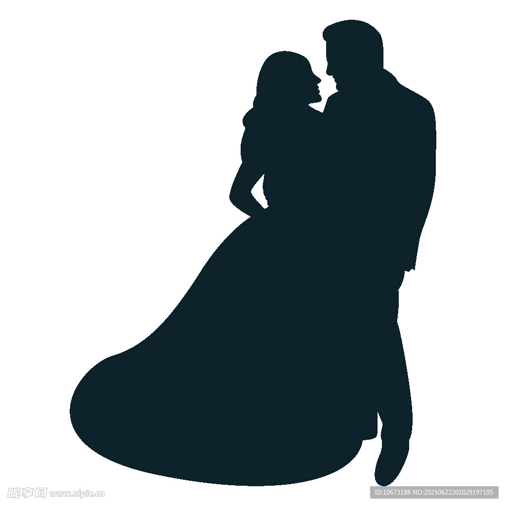 浪漫新婚夫妇剪影