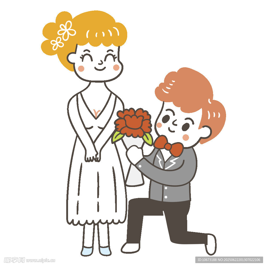 男孩跪地向女孩浪漫献花
