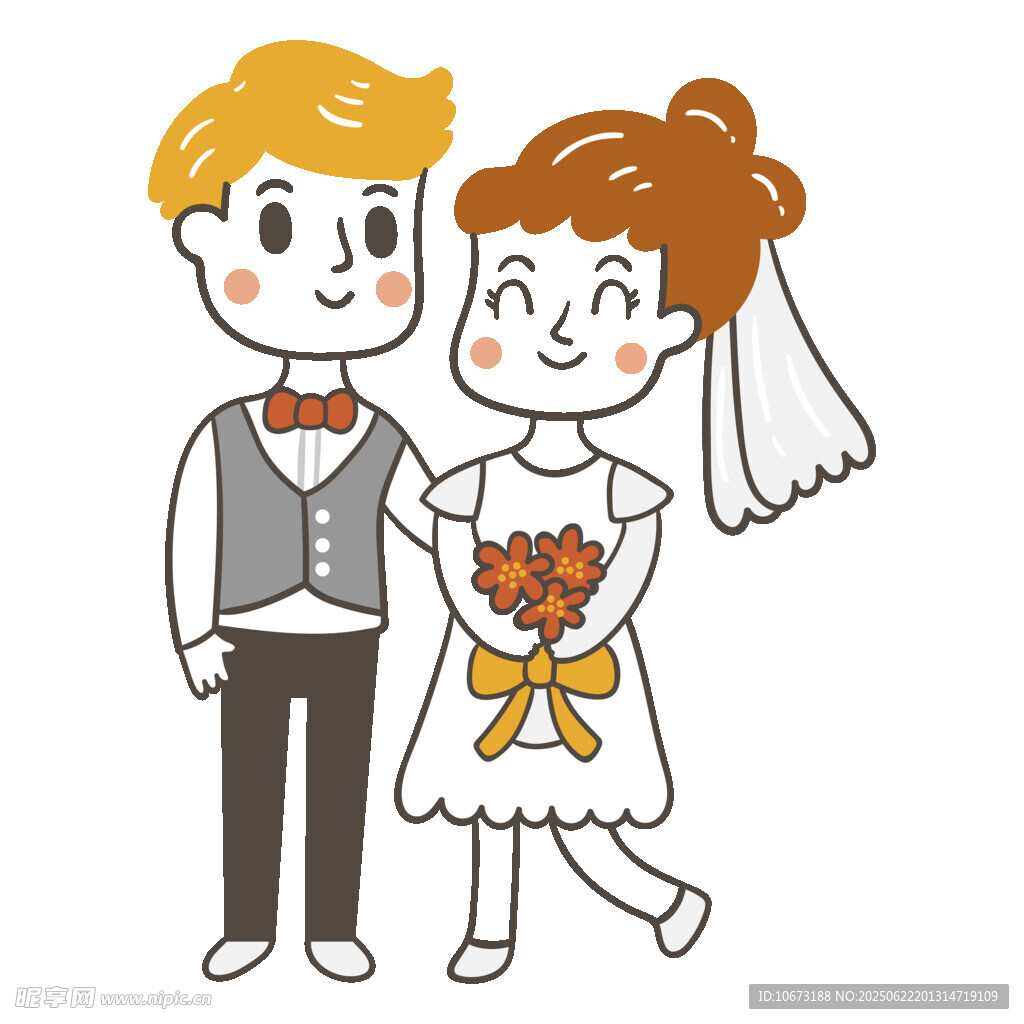 卡通风格新婚夫妇形象