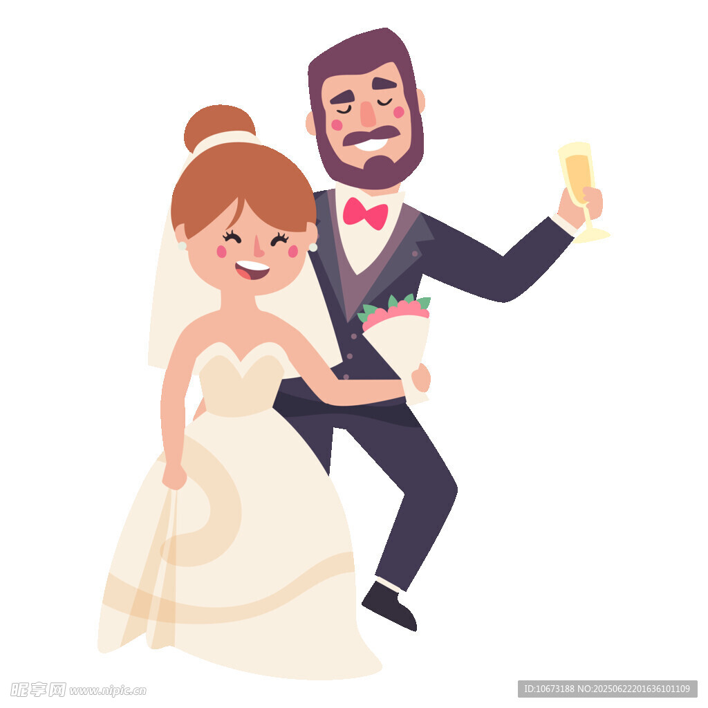 新婚夫妇甜蜜举杯庆祝