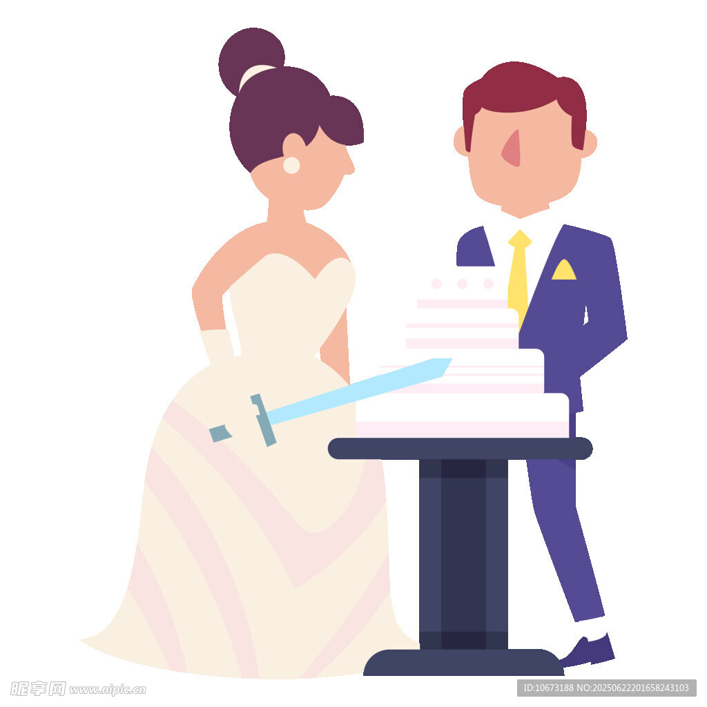 新人甜蜜切婚礼蛋糕