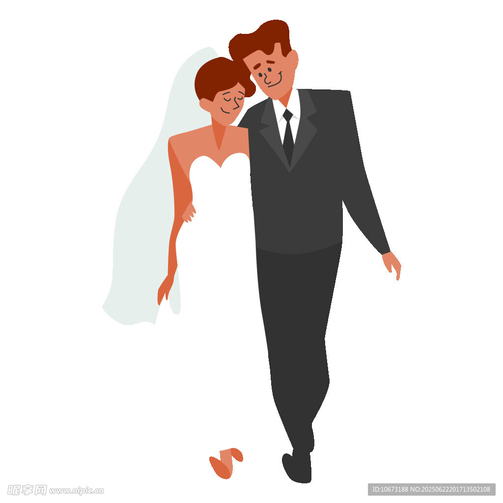 新婚夫妇甜蜜漫步