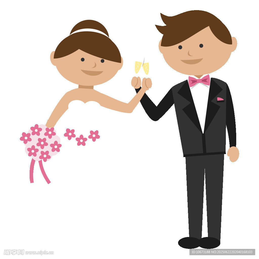 新婚夫妇举杯庆祝