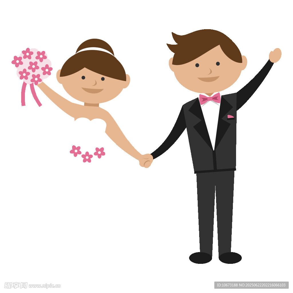 新婚夫妇甜蜜牵手