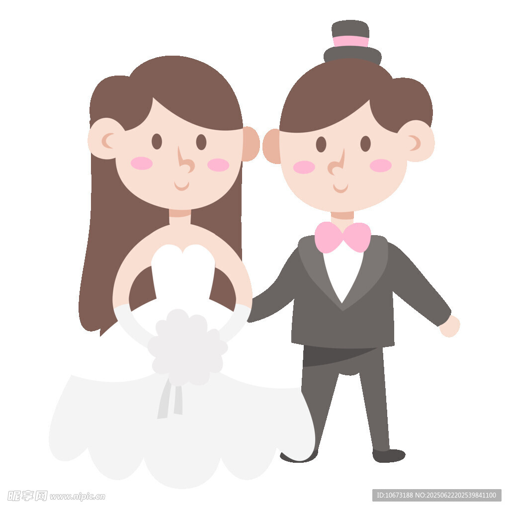 卡通风格新婚夫妇形象