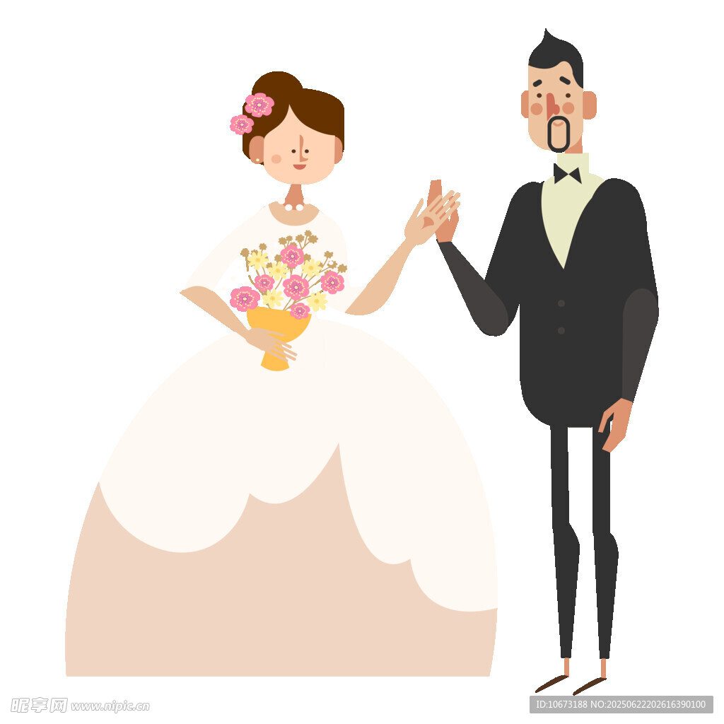 新婚夫妇甜蜜牵手瞬间