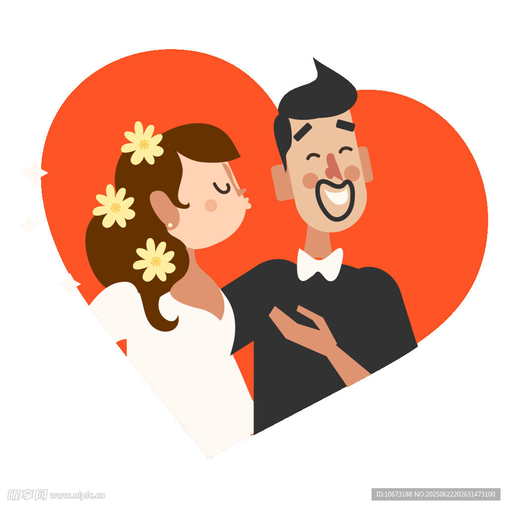 甜蜜新婚夫妇浪漫依偎