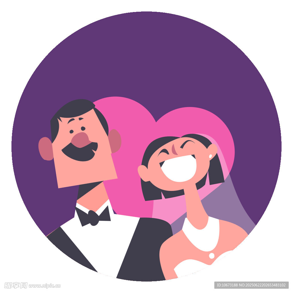 幸福新婚夫妇卡通形象
