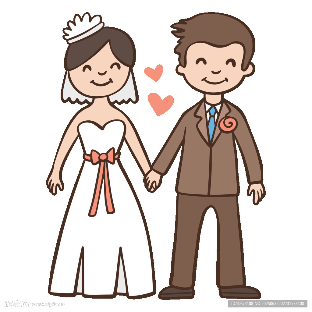 新婚夫妇甜蜜牵手