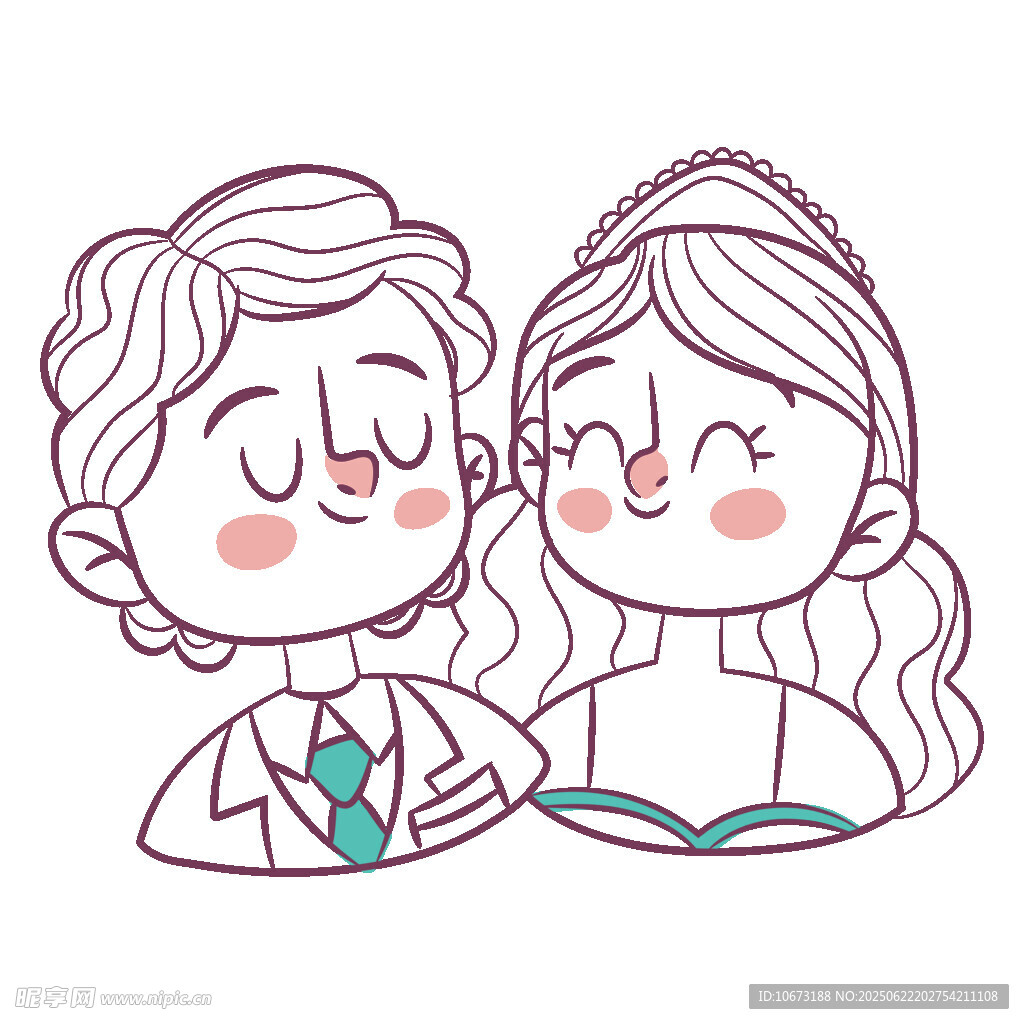 甜蜜新婚夫妇卡通形象