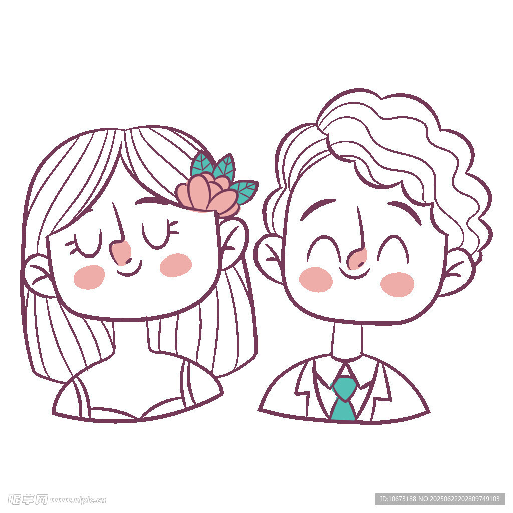 可爱情侣头像插画