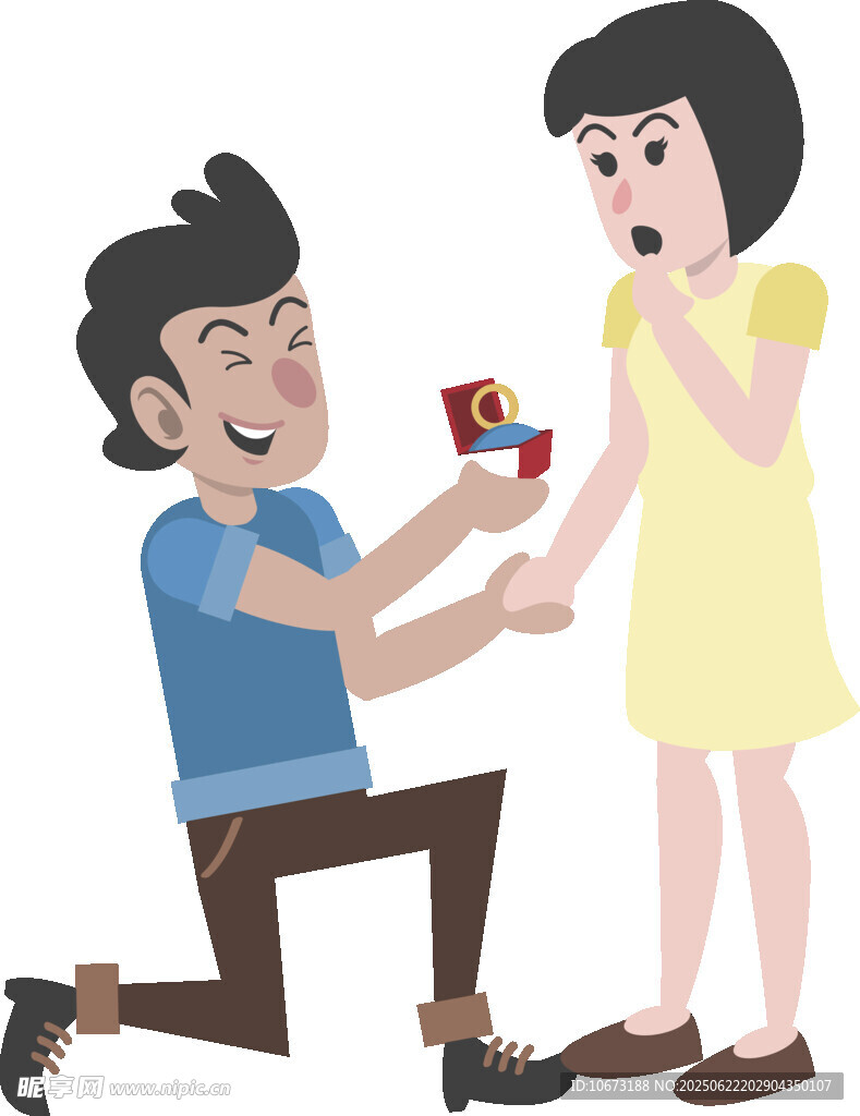 男子跪地向女子浪漫求婚