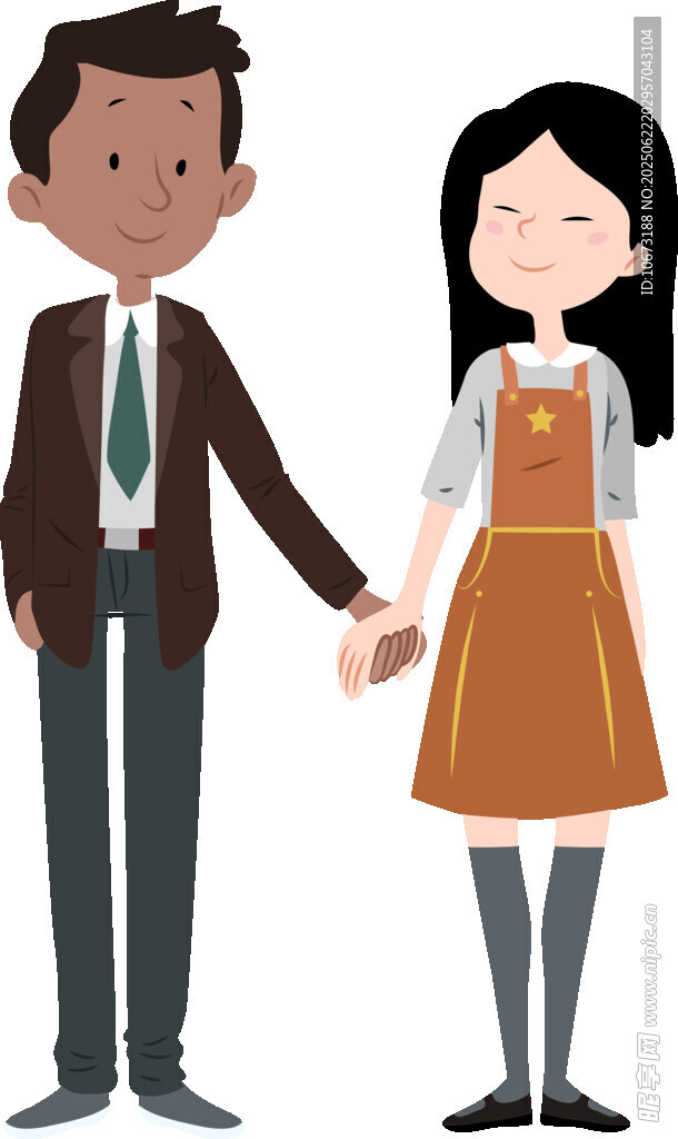 牵手的男女学生