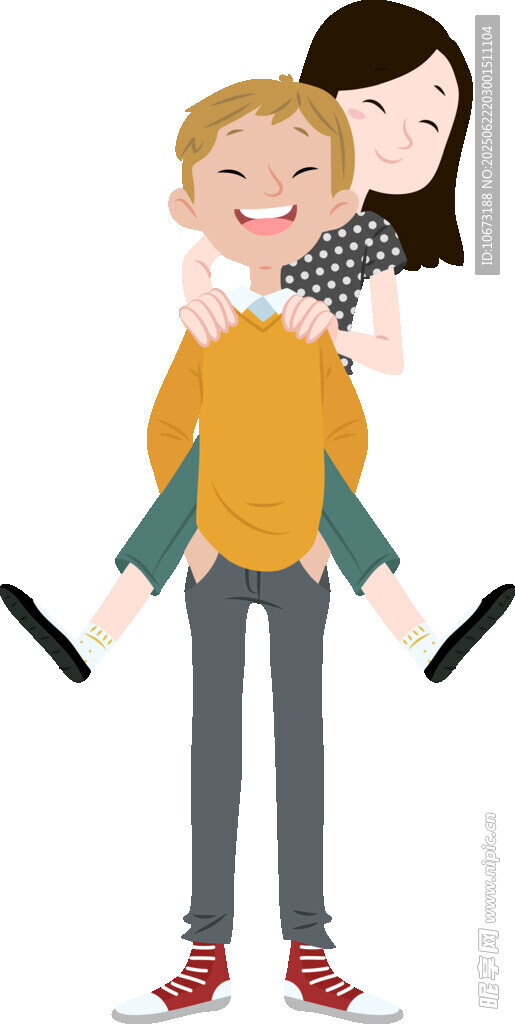 男孩背女孩的温馨瞬间
