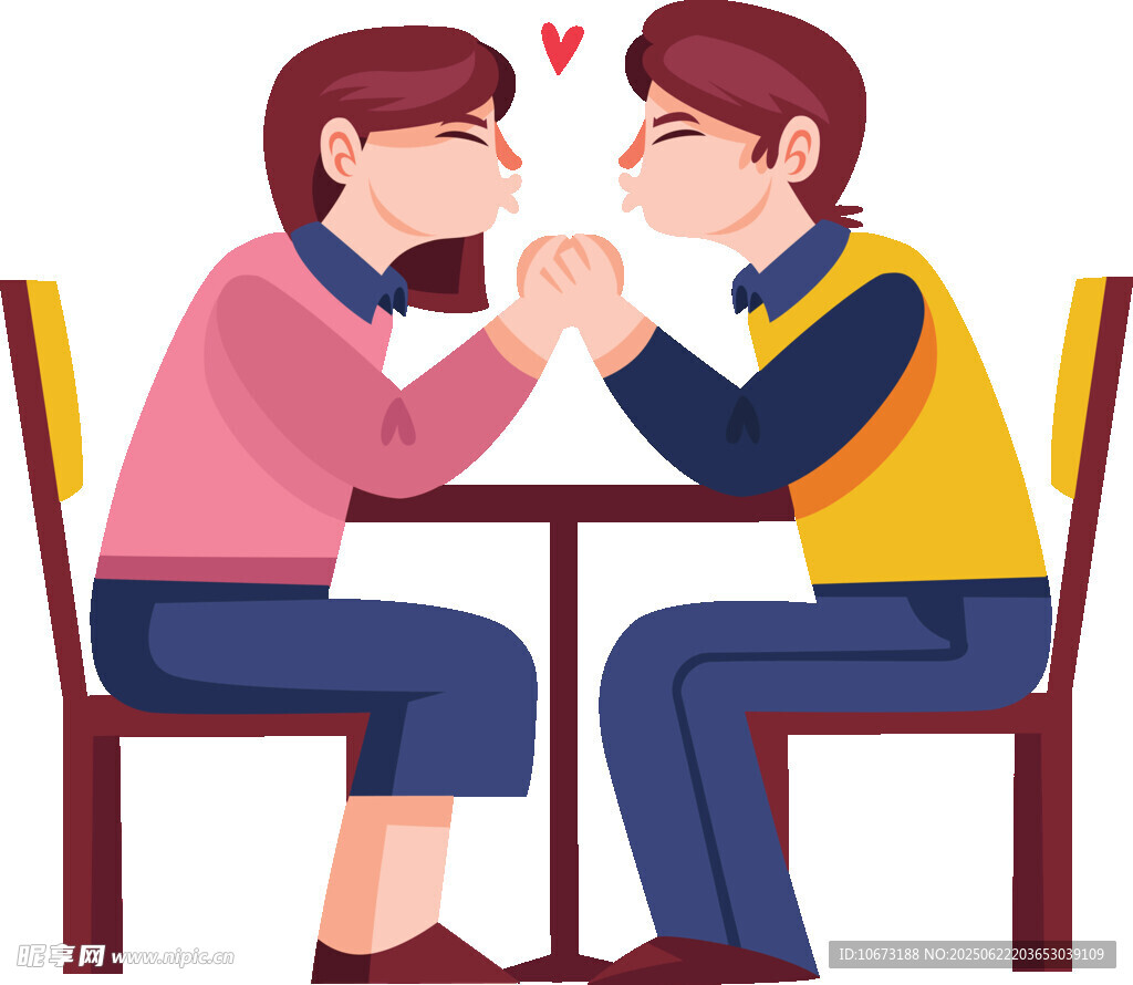 情侣桌边掰手腕秀恩爱