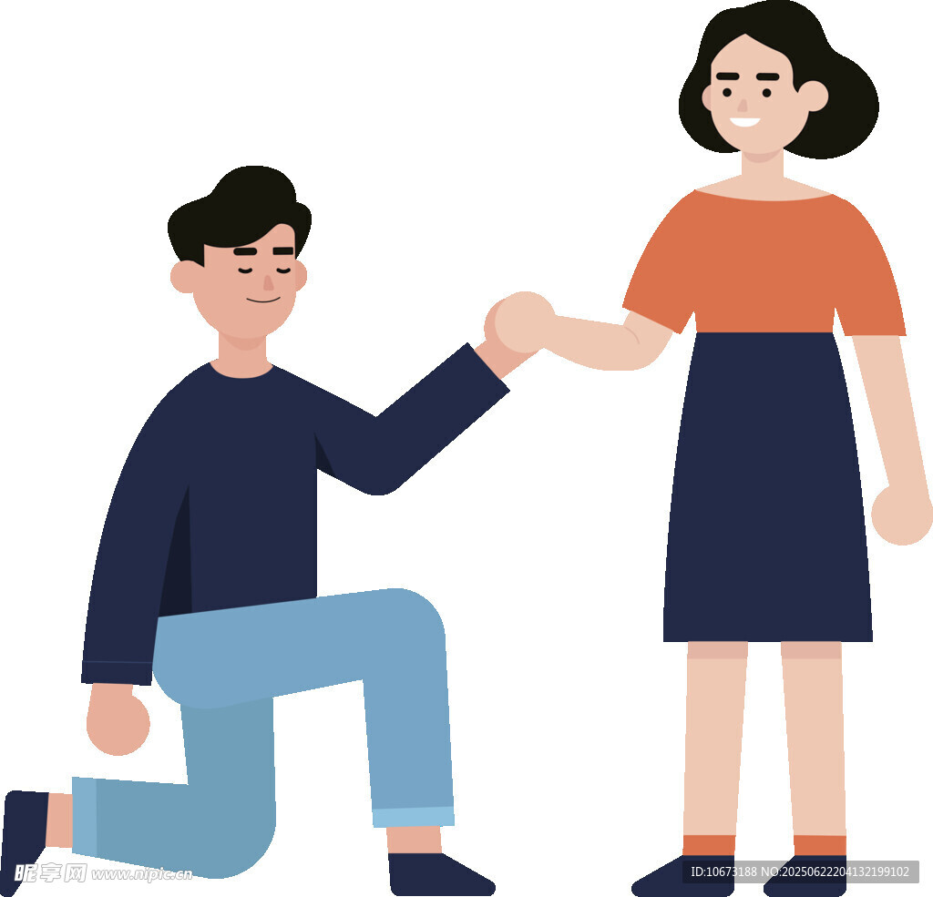 男子跪地向女子浪漫求婚