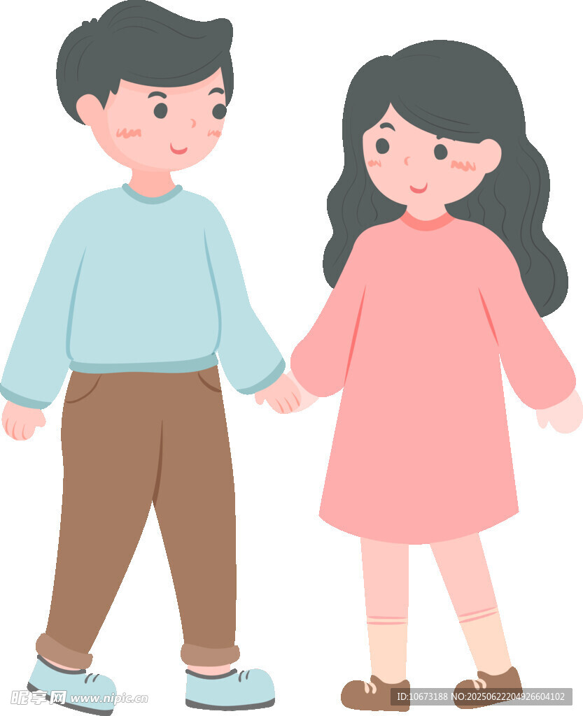 牵手的可爱男孩女孩