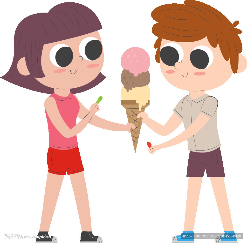 孩子分享冰淇淋的温馨瞬间
