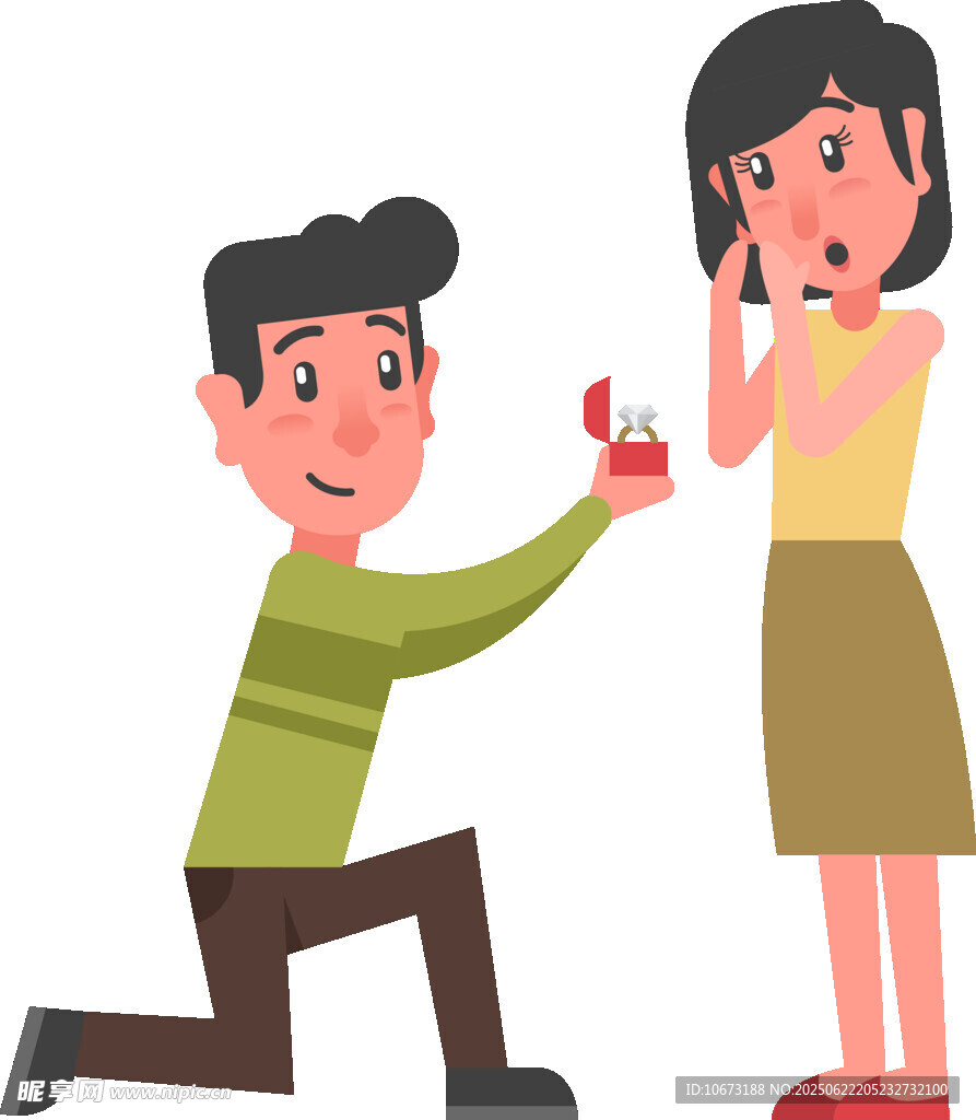 男子跪地向女子浪漫求婚
