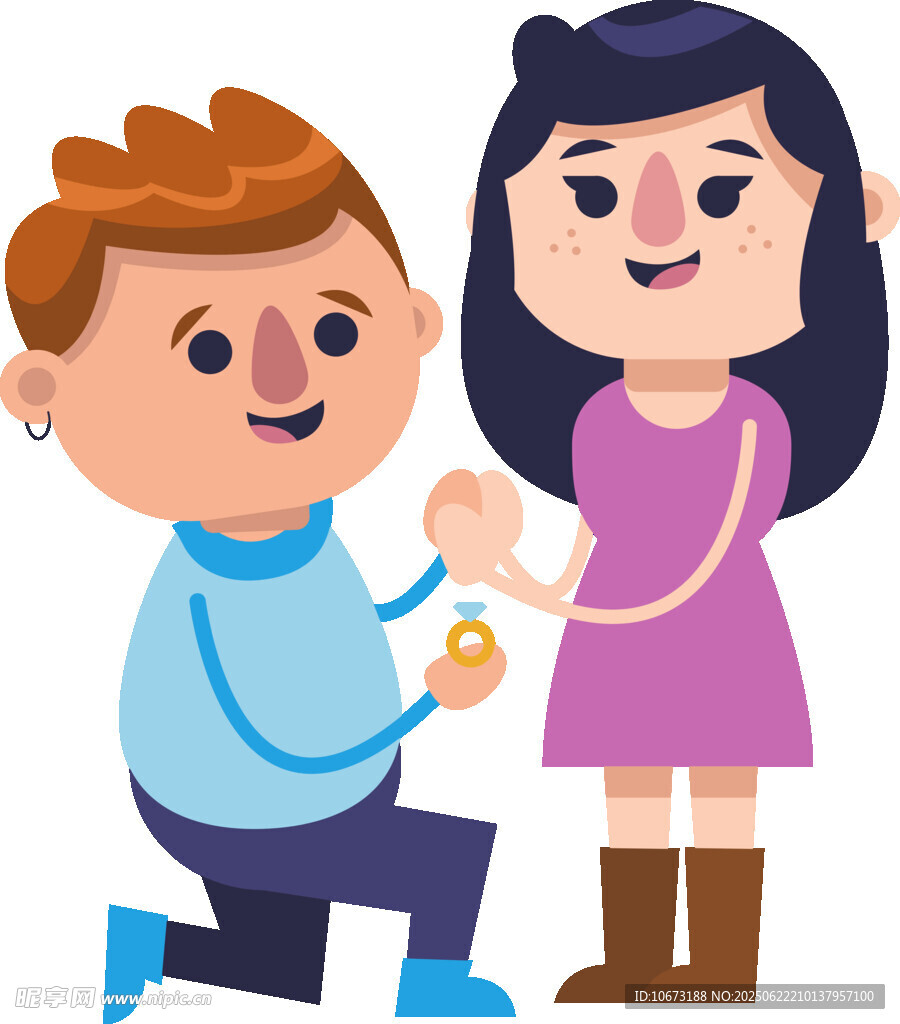 男孩跪地向女孩浪漫求婚