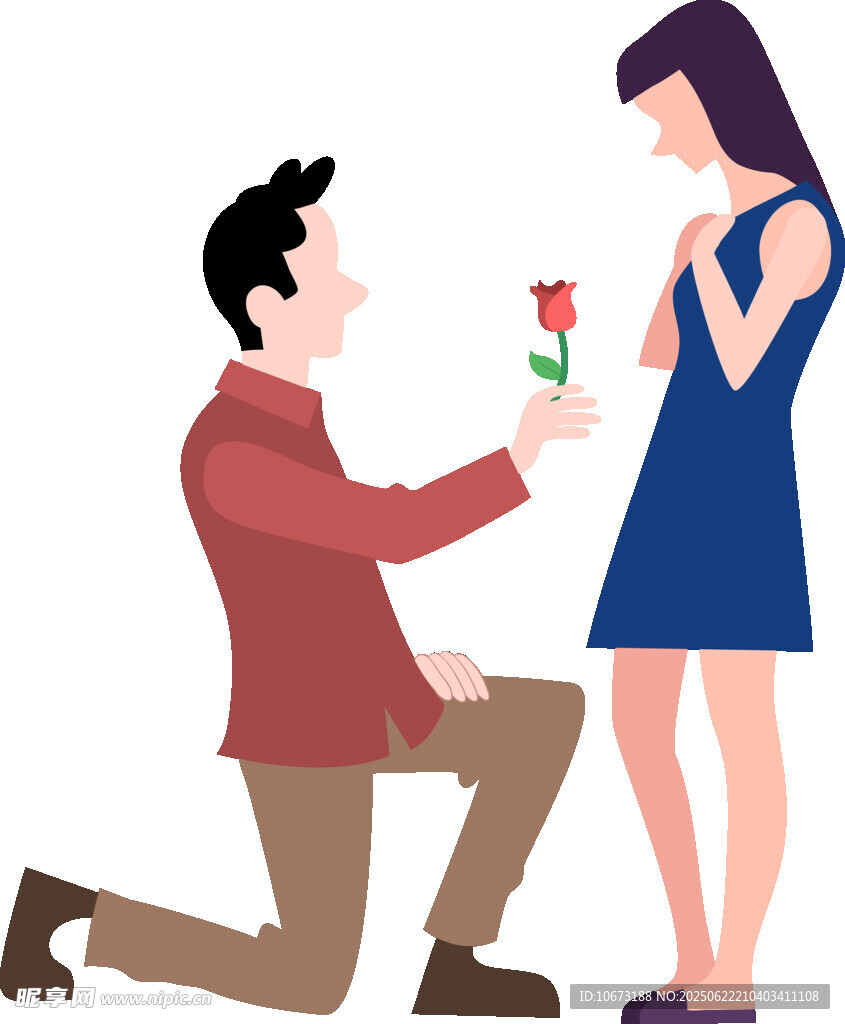 男子跪地向女子浪漫求婚